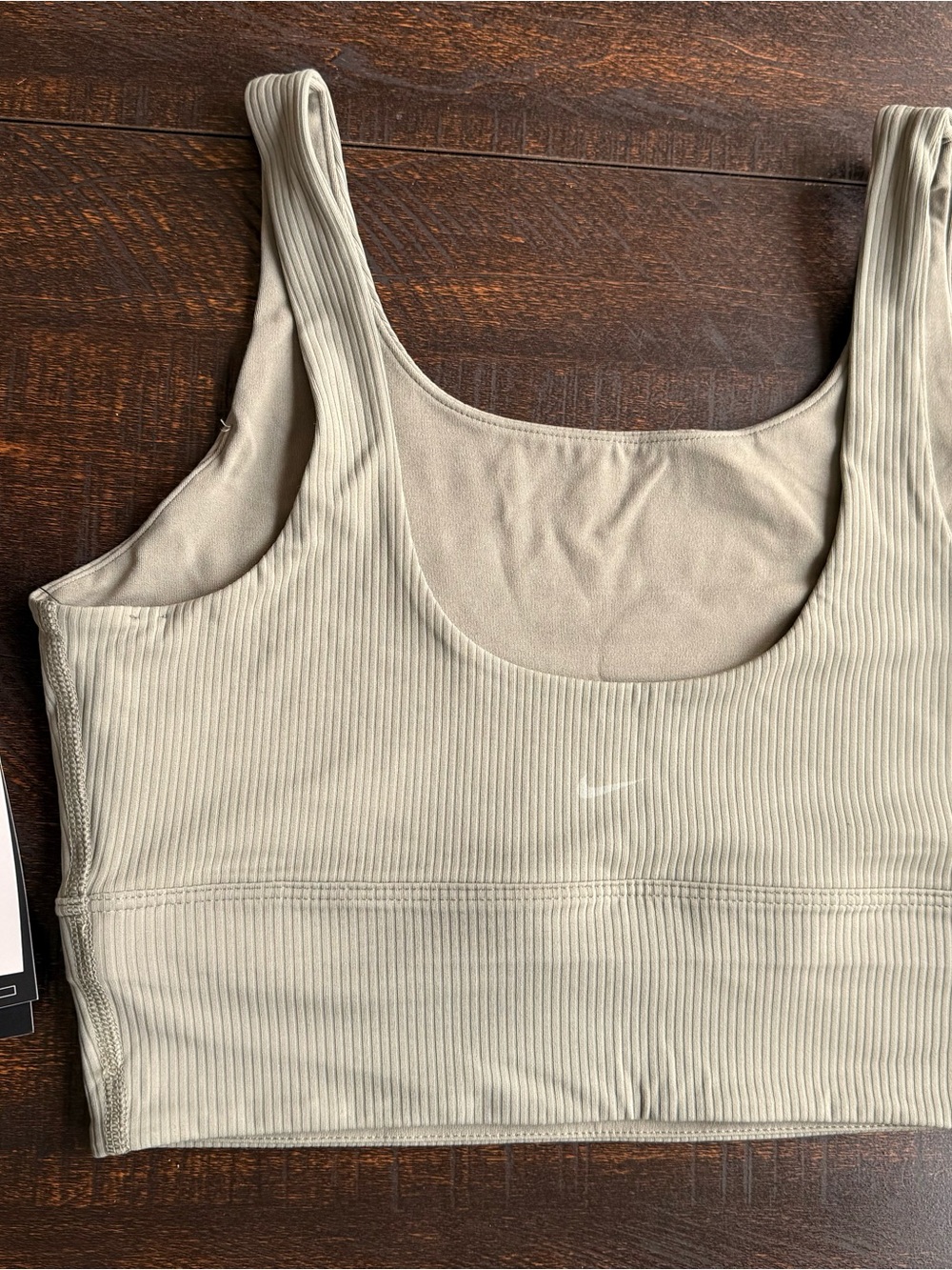 NIKE // Zenvy Ribbed Longline Bra Top in Light Army - Picture 2 of 5